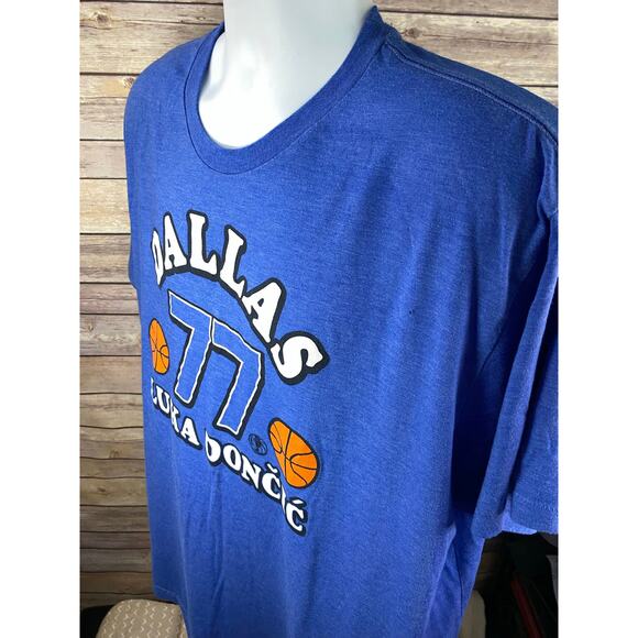 Homage Luka Doncic #77 NBA Dallas Mavericks T-Shirt Blue Men's Size 2XL - Picture 5 of 9
